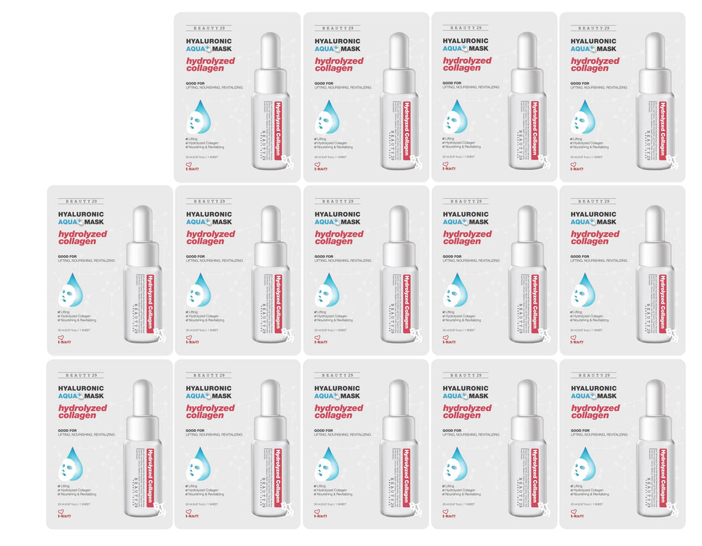 BEAUTY29 Hyaluronic Aqua Plus Essence Full Face Facial Sheet Mask 14 Sheets - 2 WEEKS SET