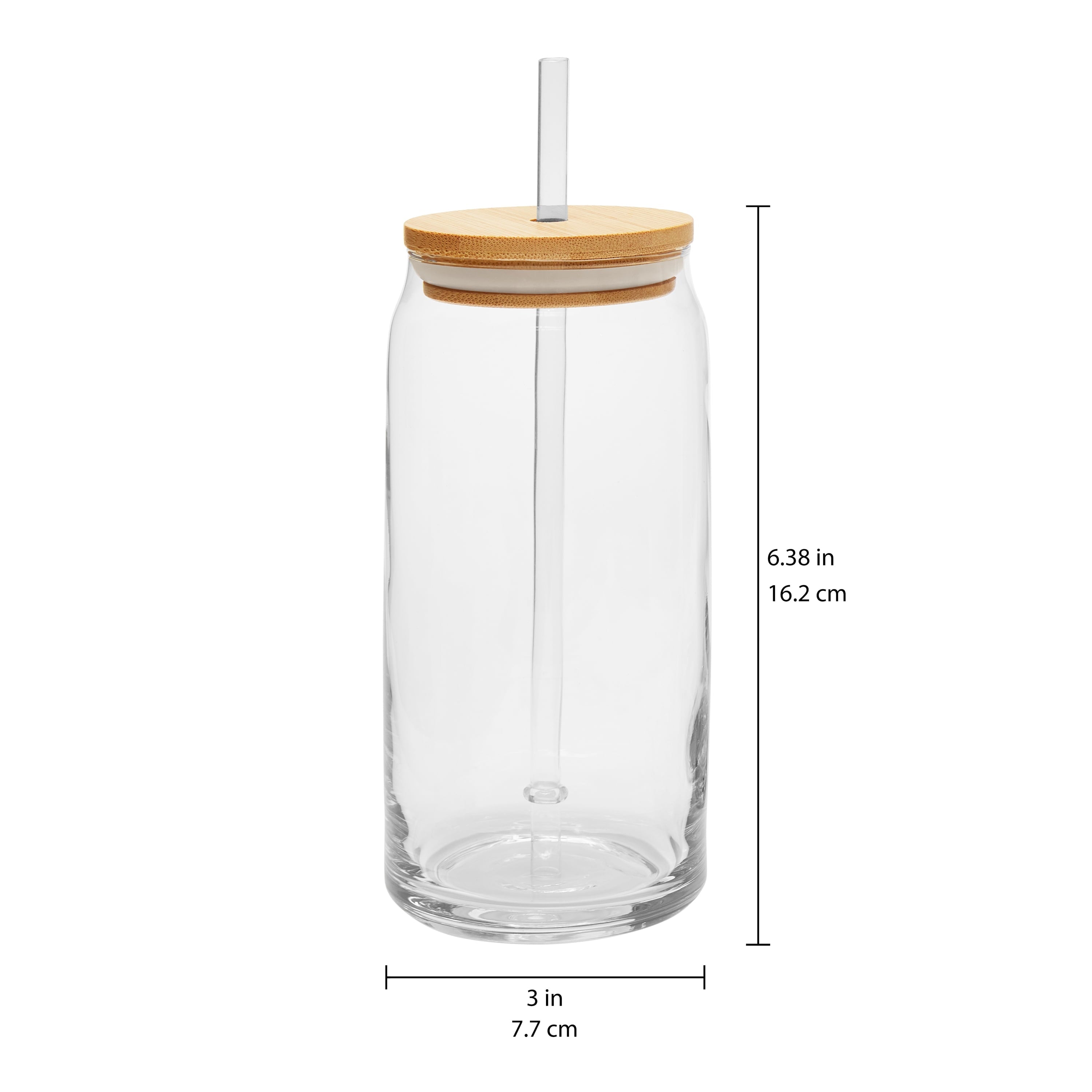 Briar Can Glass Drinkware with Lids & Straws, Set of 4