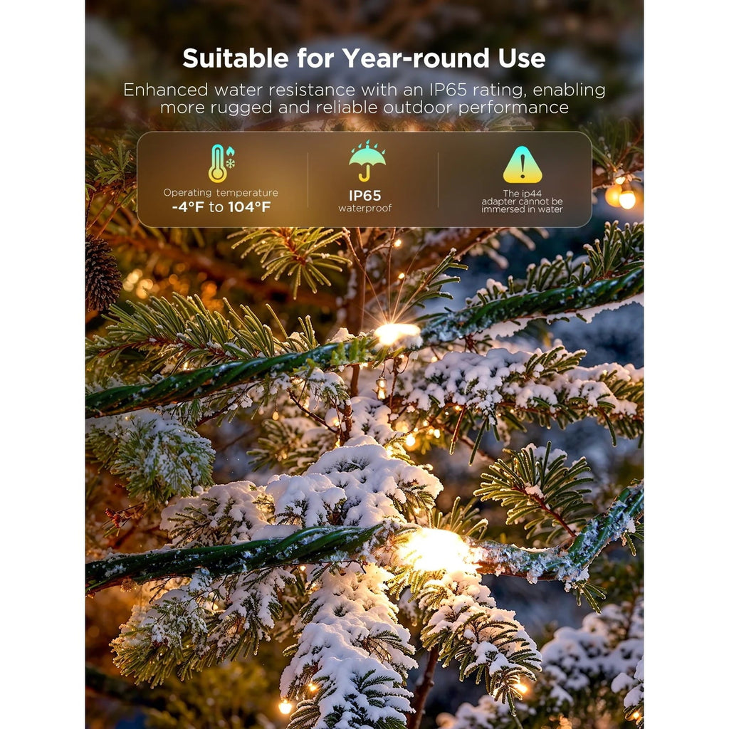 Christmas Lights LED Waterproof Outdoor White 66ft