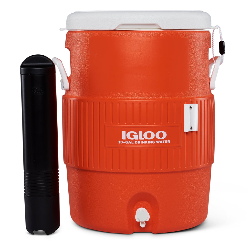 10-Gallon Seat Top Water Jug with Cup Dispenser - Orange