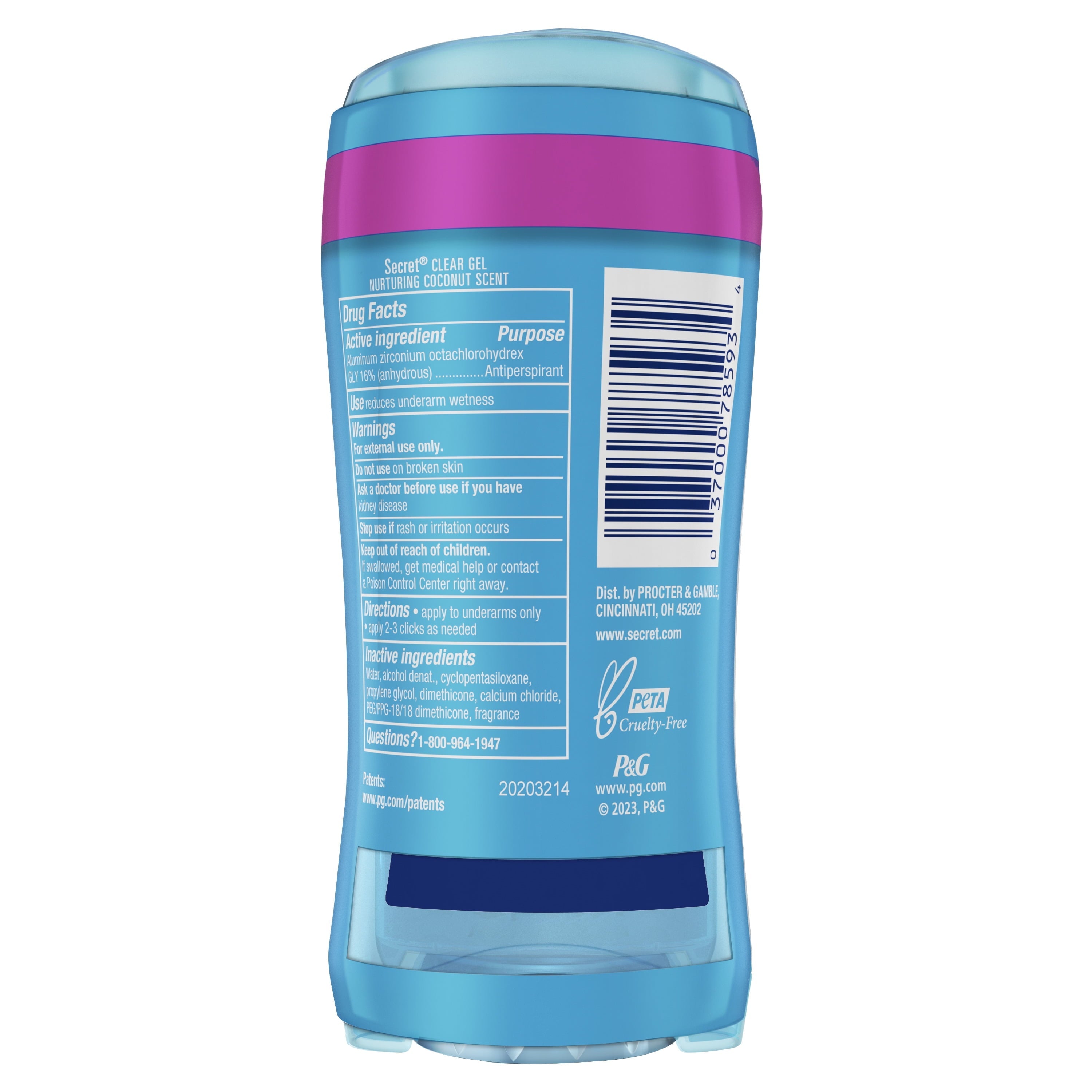 Fresh Clear Gel Antiperspirant and Deodorant for Women, Coconut Scent, 2.6 oz each, Pack of 2