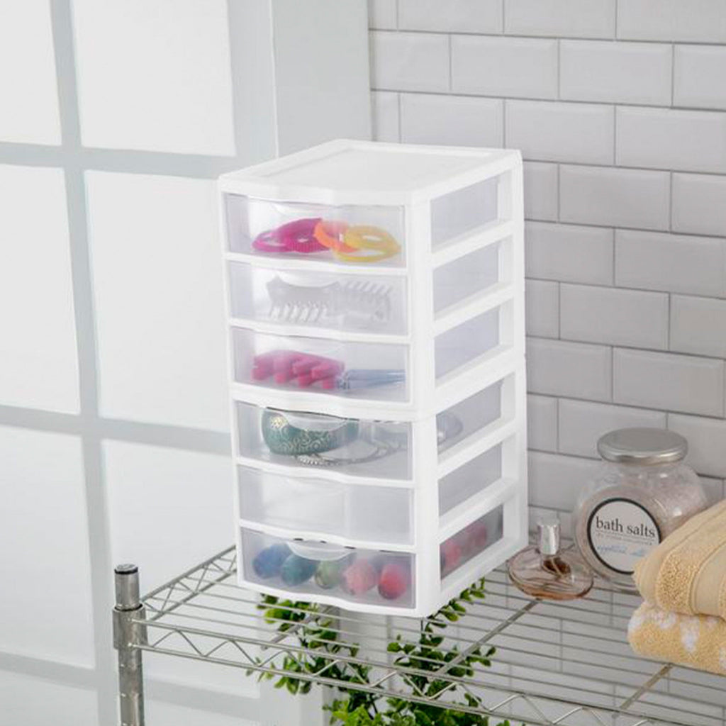 3 Drawer Clear Storage Bin, Desktop Drawer Storage Container, White