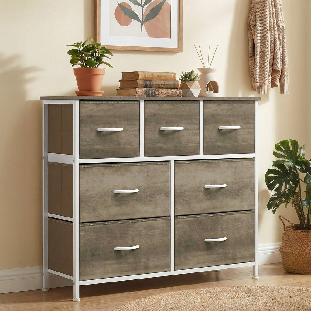 9 Drawers Fabric Dresser for Bedroom, Drawer Organizer Storage Cabinet for Closet, Clothes, TV Stand, Light Gary