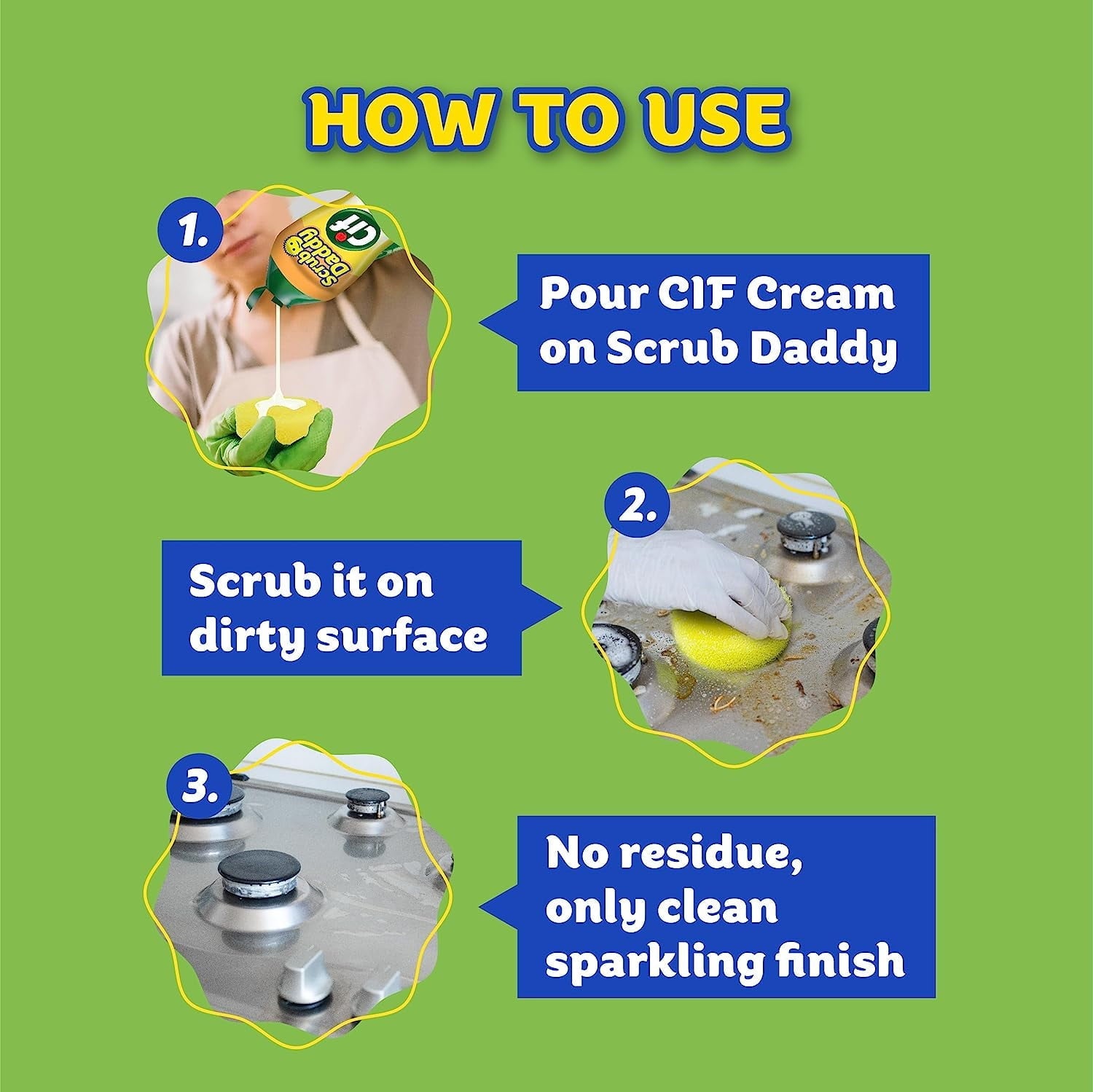 Multi Surface Household Cream, 2 Sponges and 1 All Purpose Cleaning Cream