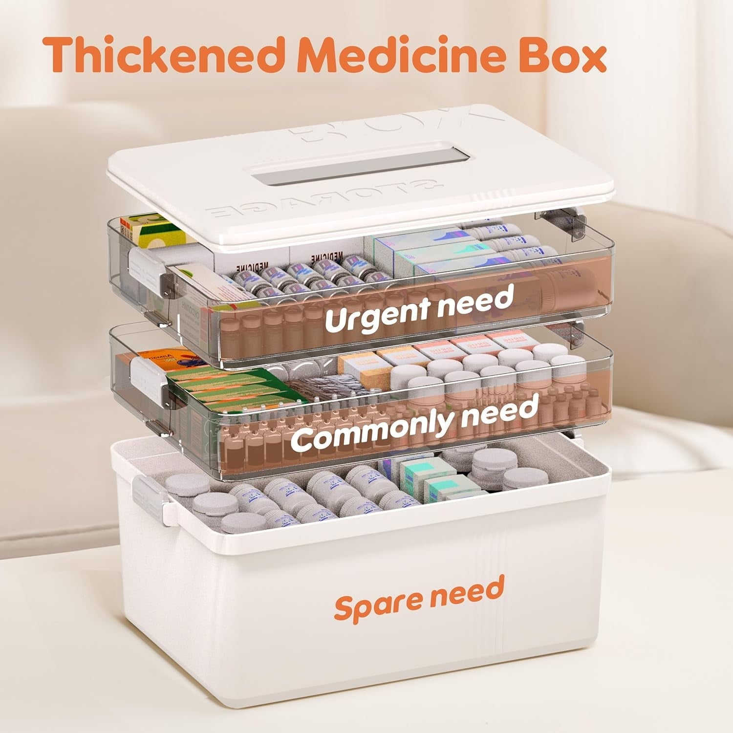 5 Layer storage bins with lid Stack & Carry Box Plastic Handled with Removable Tray for Craft Adult