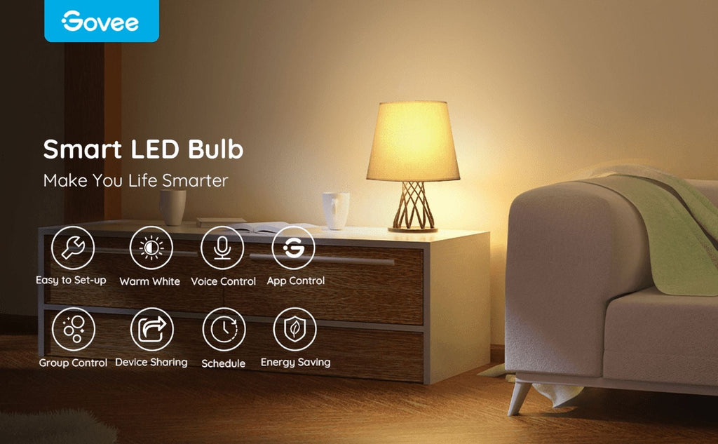 800LM White Light LED Smart Bulb,Works with Alexa and Google Assistant,WiFi & Bluetooth LED Light Bulbs,1 Pack