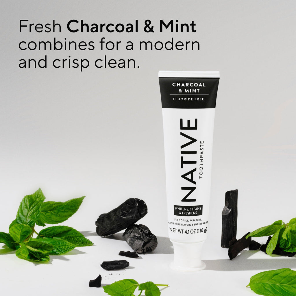 Fluoride Free Toothpaste, Charcoal & Mint Flavor, 4.1 oz, for Adults & Kids 2+