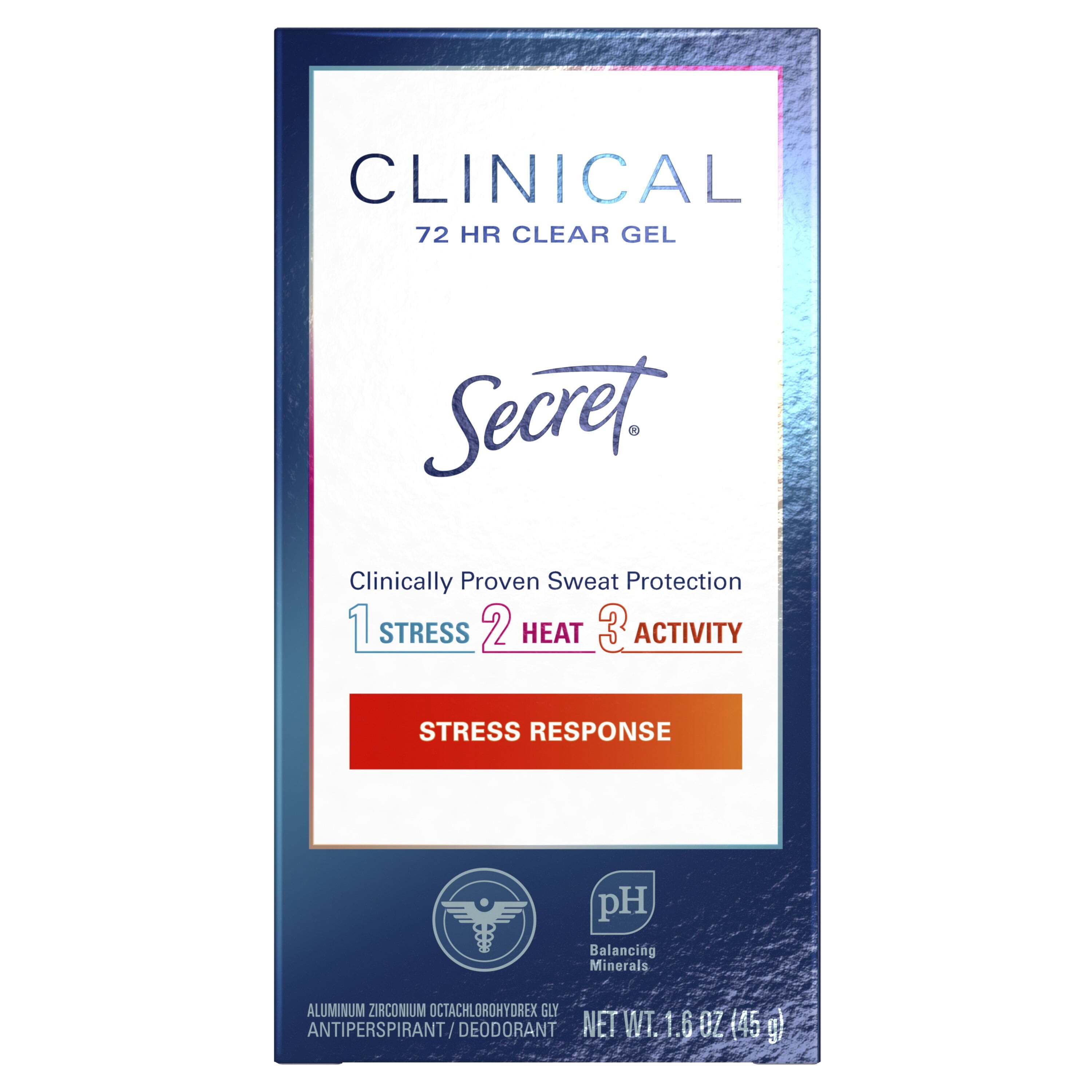 Clinical Antiperspirant and Deodorant for Women Clear Gel, Stress Response, 1.6 oz