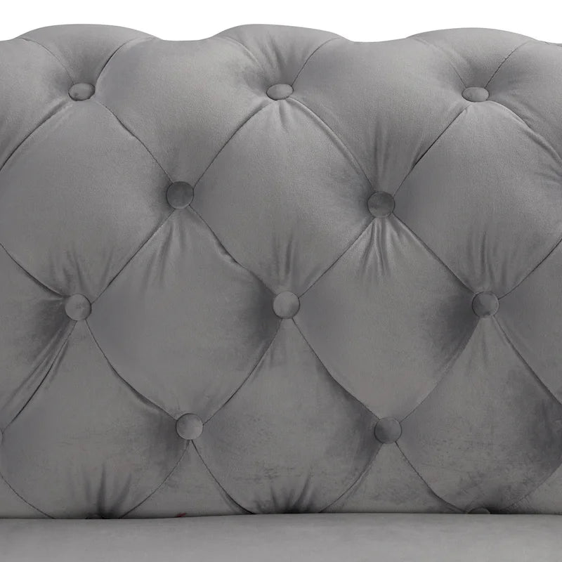 Morden Fort Modern Loveseat Two-Seater Sofa with Dutch Velvet, Solid Wood Frame and Iron Legs