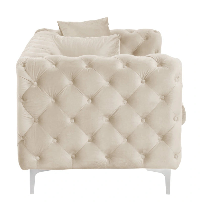 Morden Fort Modern Loveseat Two-Seater Sofa with Dutch Velvet, Solid Wood Frame and Iron Legs