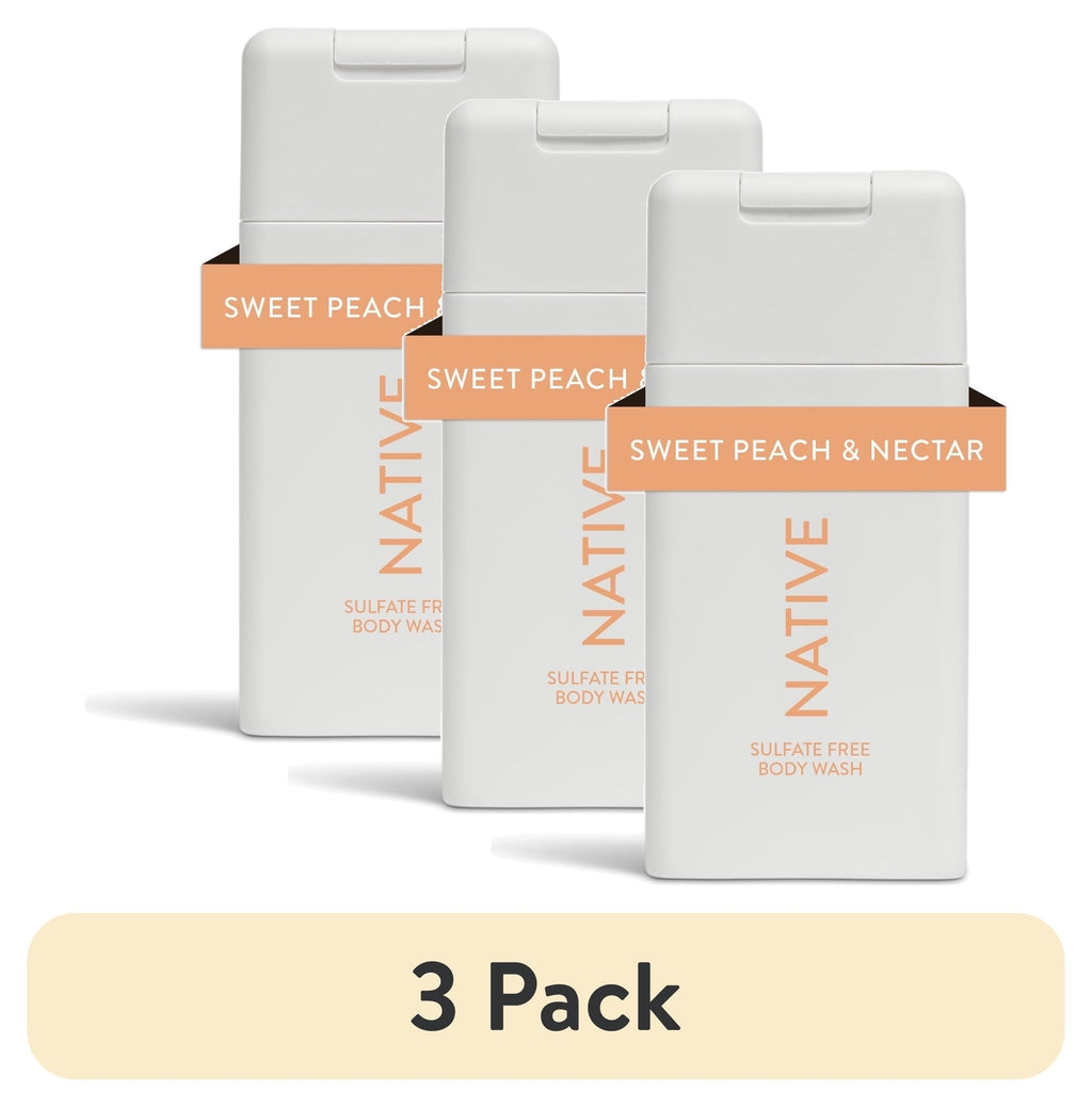 Body Wash, Sweet Peach & Nectar, Sulfate Free, Naturally Derived Ingredients, 24hr Freshness, for Women & Men, 3 fl oz