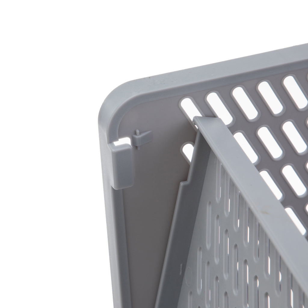 Kids Collapsible Stacking Plastic Storage Bin, Grey, 13 in x 17 in x 1.3 in