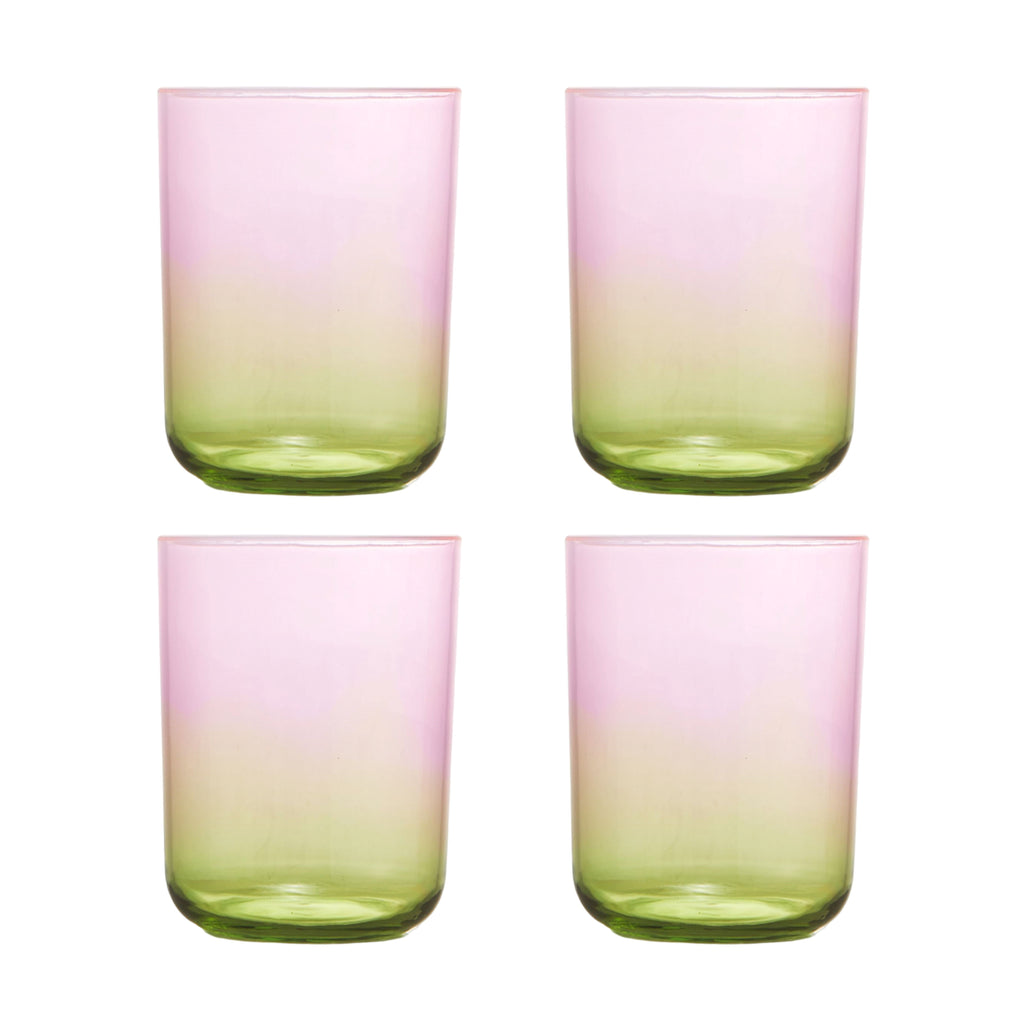 12oz Drinking Glasses Set of 4, Gradient Color Acrylic Tumbler Cup, Ice Beverage and Water Servers Mixed Colors