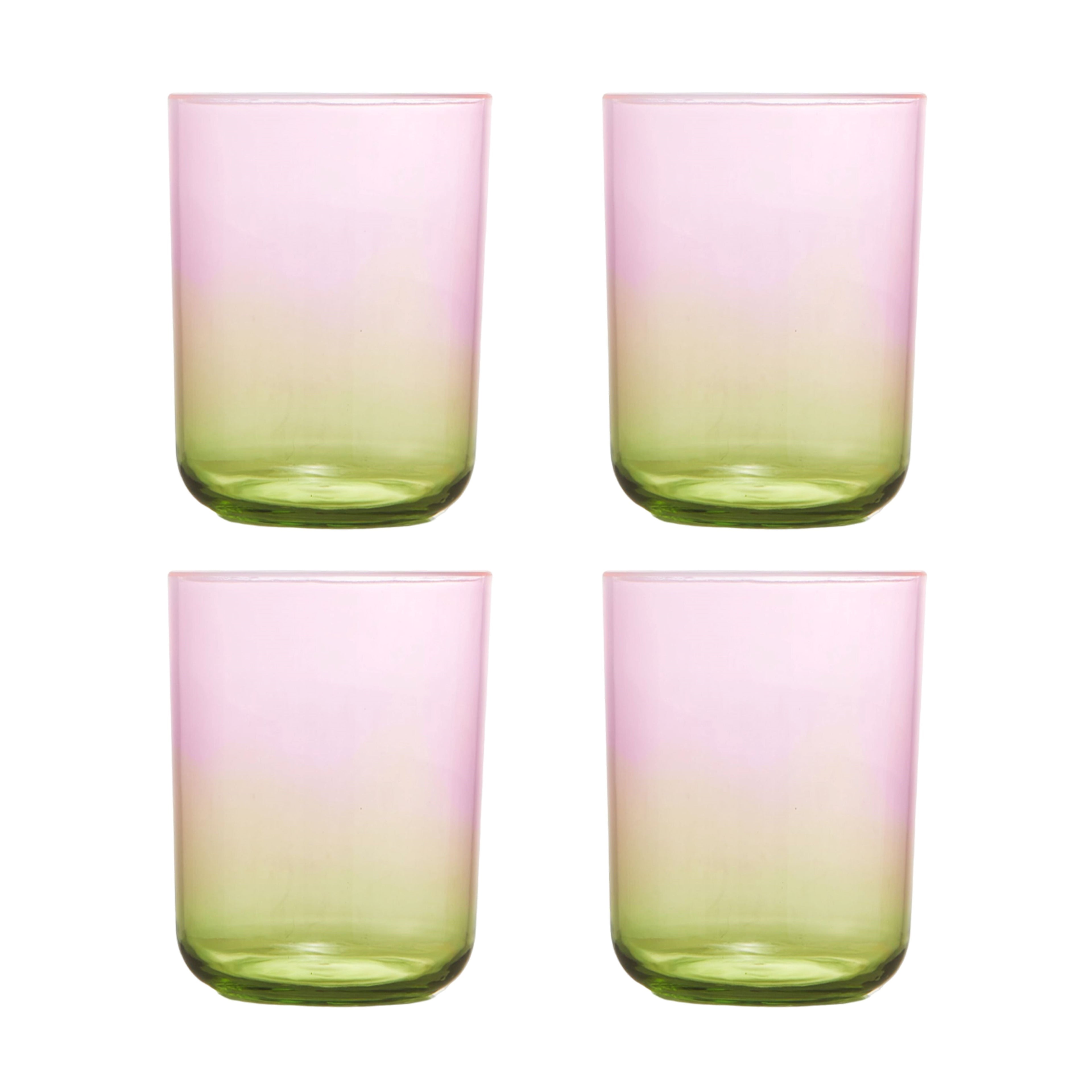 12oz Drinking Glasses Set of 4, Gradient Color Acrylic Tumbler Cup, Ice Beverage and Water Servers Mixed Colors