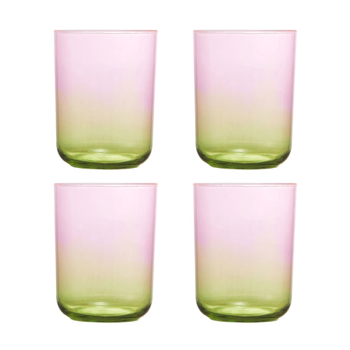 12oz Drinking Glasses Set of 4, Gradient Color Acrylic Tumbler Cup, Ice Beverage and Water Servers Mixed Colors
