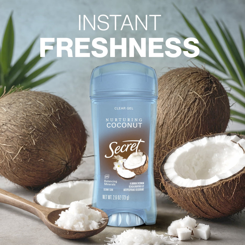 Clear Gel Antiperspirant and Deodorant, Coconut Scent, 2.6 oz.