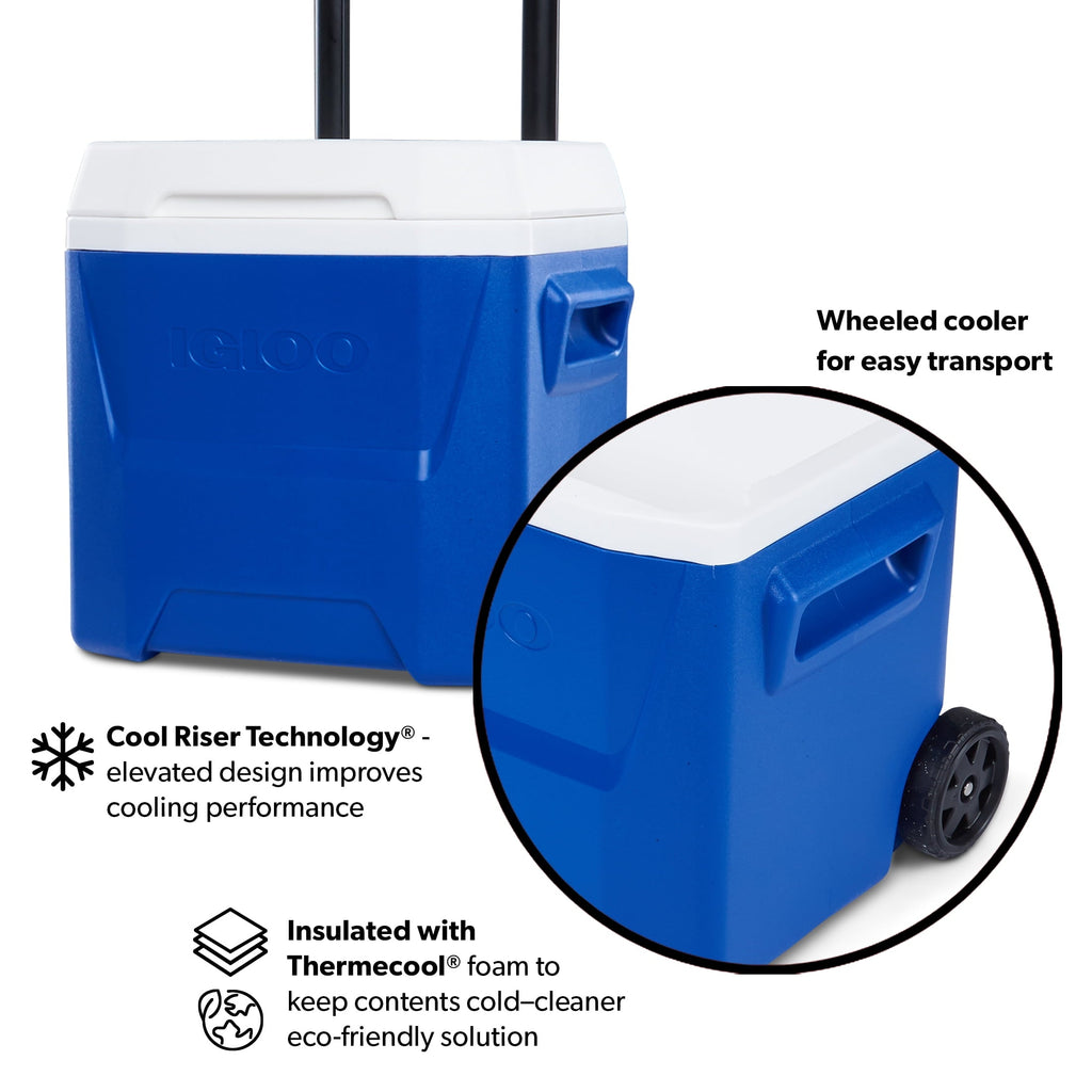 16 QT Laguna Hard Sided Ice Chest Cooler with Wheels, Aqua Blue