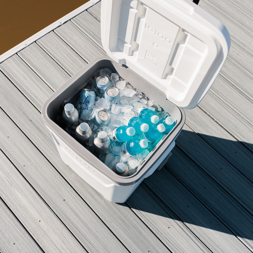 60 QT Marine Ice Chest Cooler with Wheels, White