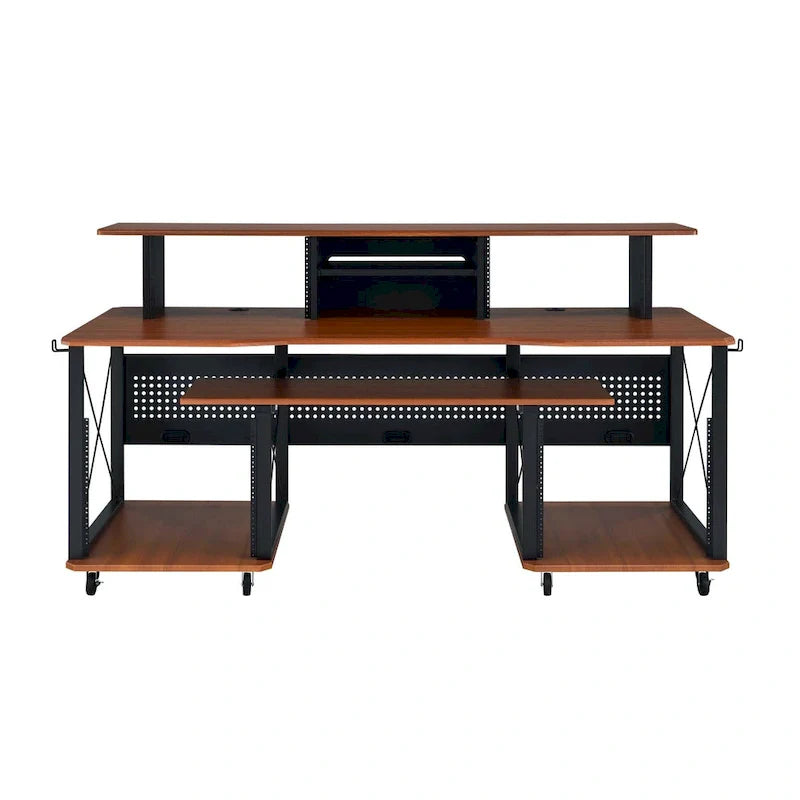 Rectangular Music Desk with 8 Wheels and 1 Keyboard Tray