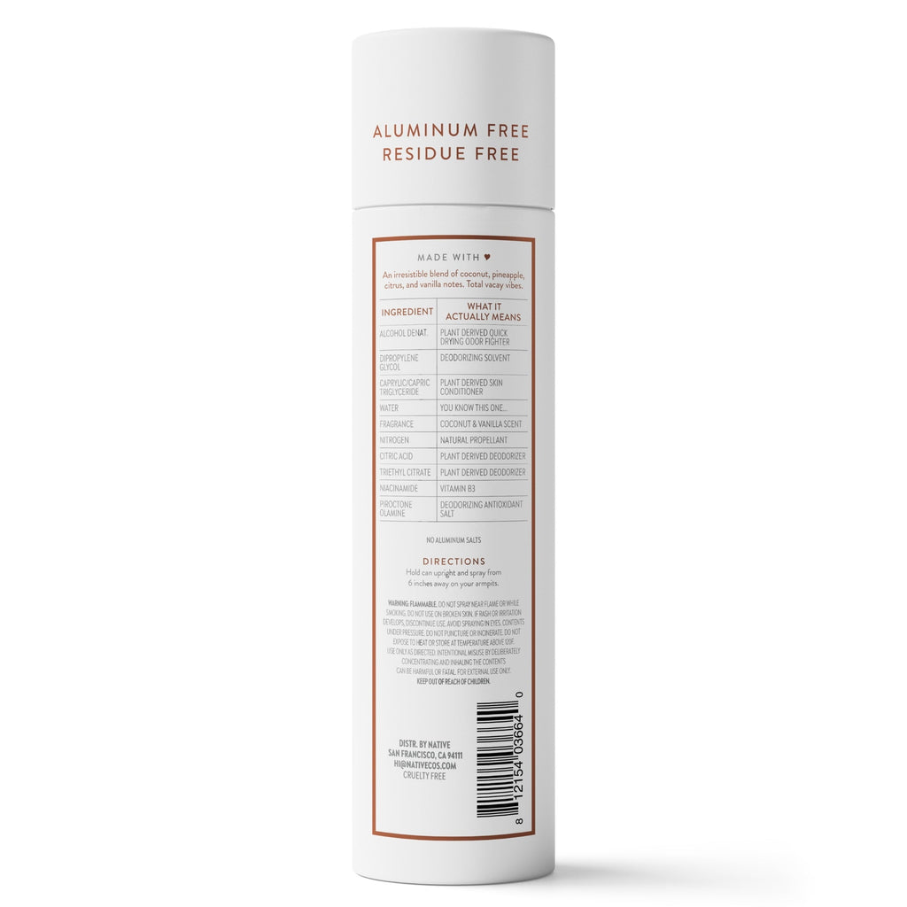 Deodorant & Body Spray, Aluminum Free, Coconut & Vanilla, for Women and Men, 3.5 oz