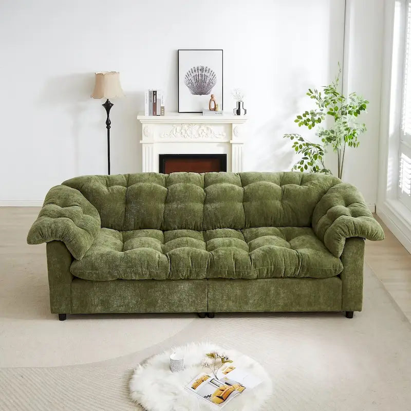 99.2 Chenille Comfort Deep Seat Sofa, Upholstered Fluffy Cloud Sofa