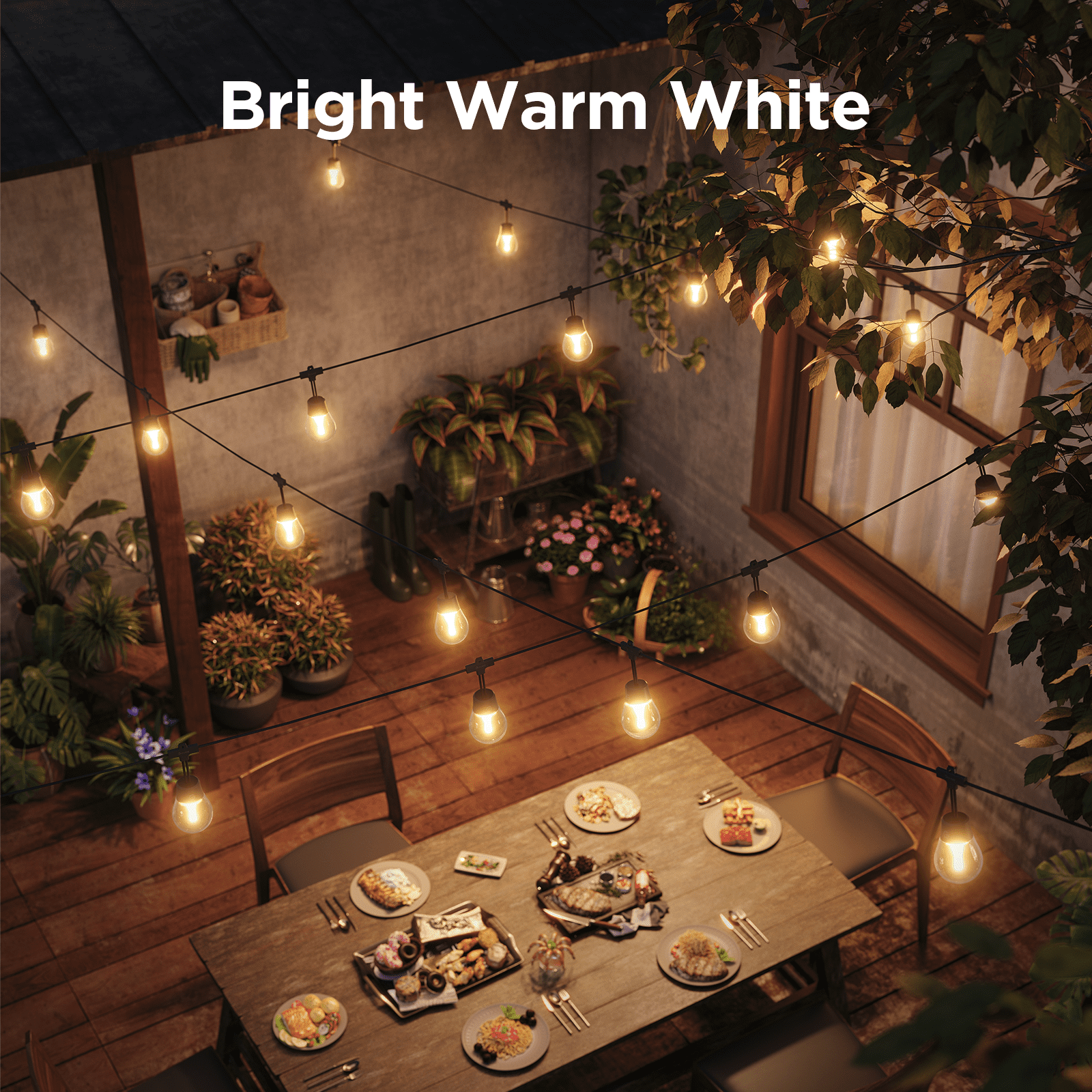 48ft Smart Outdoor Clear Bulb String Lights