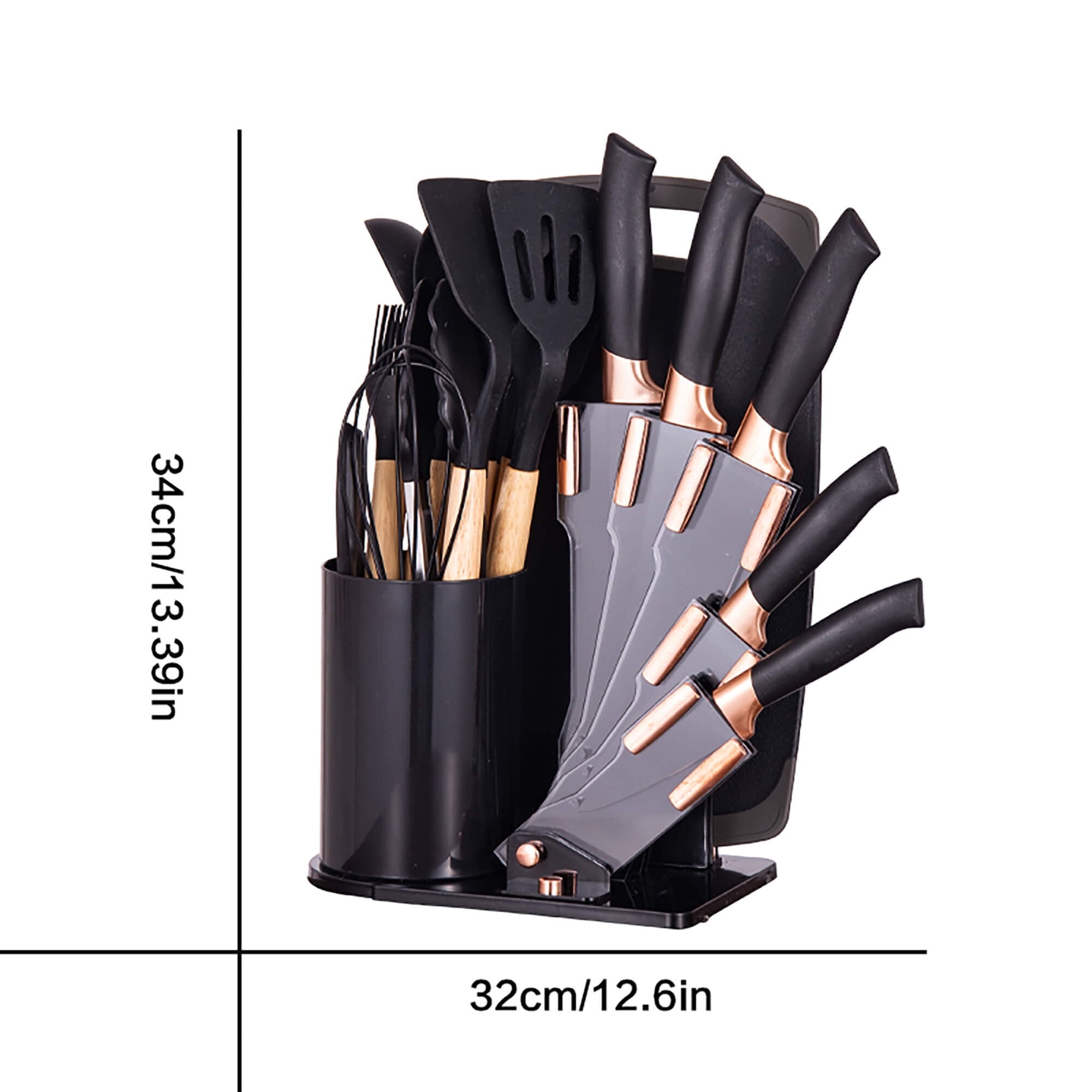 19-Piece Silicone Kitchen Utensil & Knife Set - Heat-Resistant Cooking Tools Non-Stick Safe Gift for Mom or Women Black