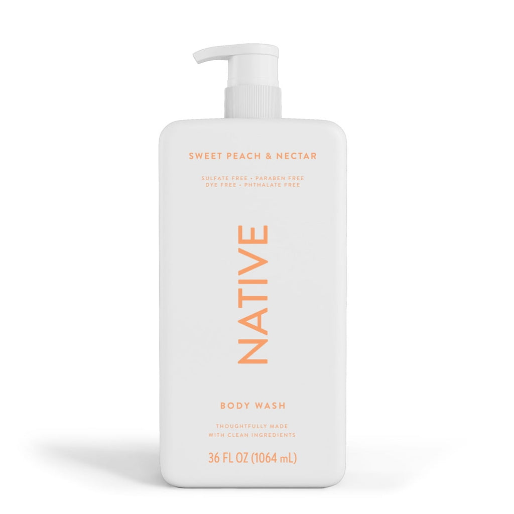 Body Wash, Sweet Peach & Nectar, Sulfate Free, Naturally Derived Ingredients, 24hr Freshness, for Women & Men, 36 fl oz
