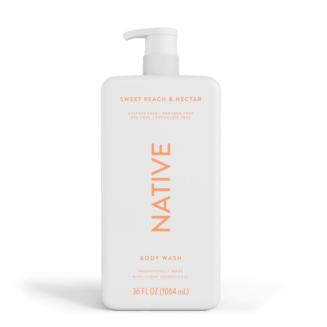Body Wash, Sweet Peach & Nectar, Sulfate Free, Naturally Derived Ingredients, 24hr Freshness, for Women & Men, 36 fl oz