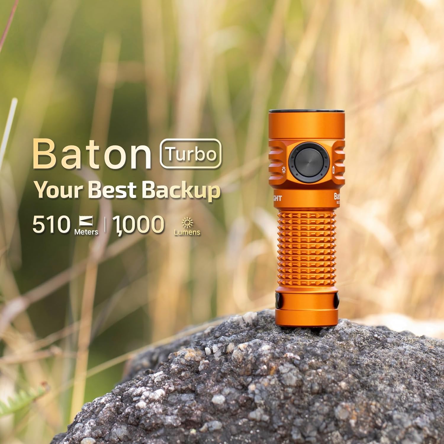 Baton Turbo EDC Rechargeable Handheld Flashlight, 1000 Lumens Compact LED and 510 Meters Long Throw Powerful Light, with Two-Way Clip and Landyard for Camping, Home Use (Roadster)