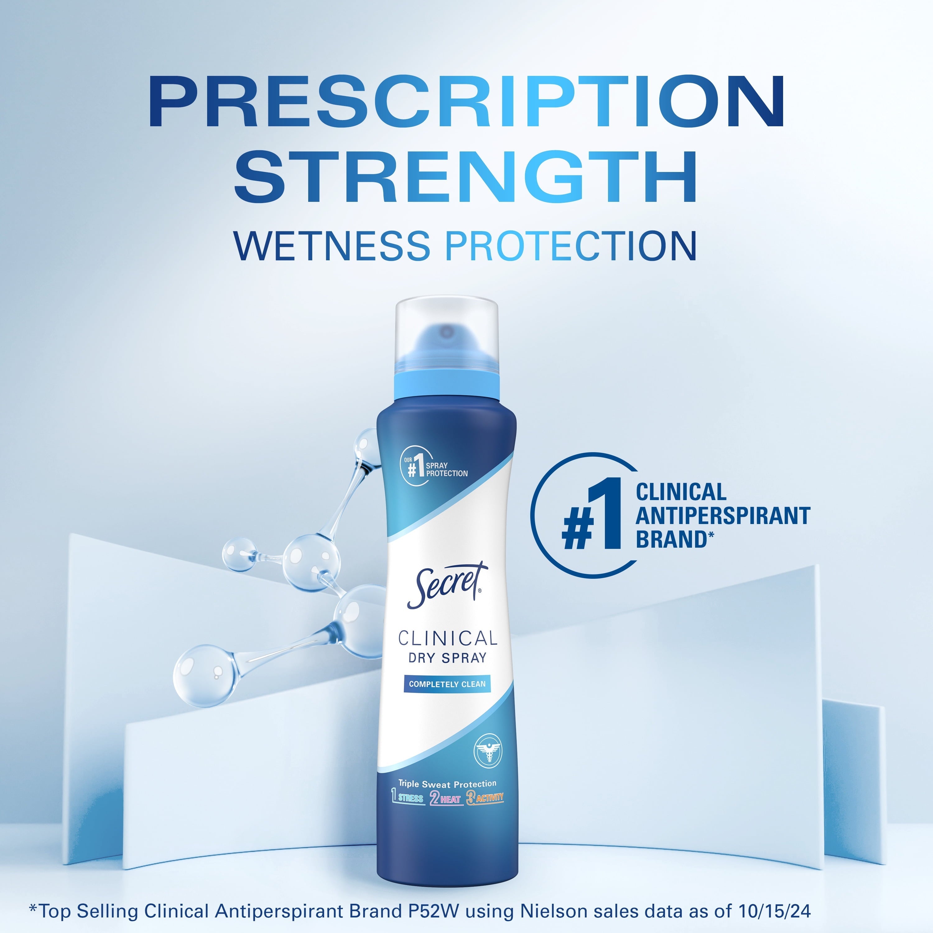 Clinical Strength Dry Spray Antiperspirant & Deodorant for Women, Completley Clean Scent, 3.8oz