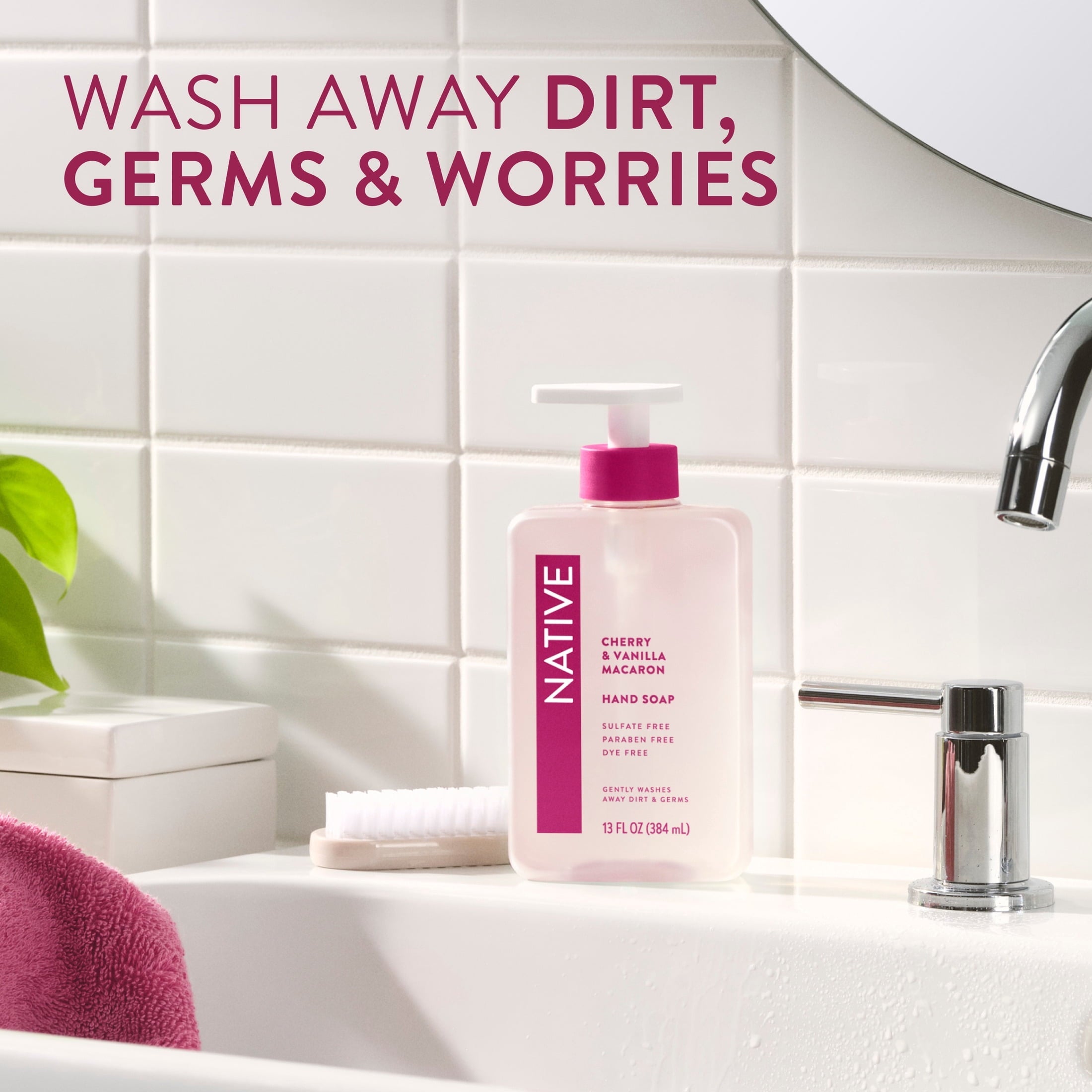 Liquid Hand Soap, Cherry & Vanilla Macaron, Non-drying, Naturally Derived Cleansers, Sulfate Free, 13 fl oz