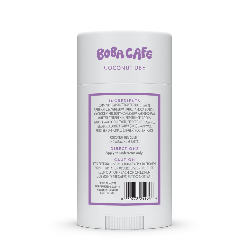 Aluminum Free Deodorant, Limited Edition Coconut Ube, 72 Hour Odor Protection, for Women and Men, Boba Café, 2.65oz