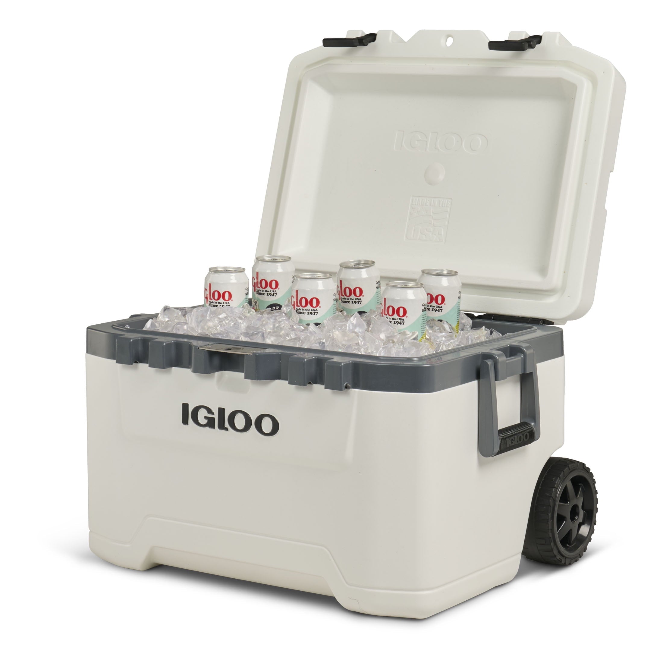 52 QT Overland Ice Chest Cooler with Wheels, Gray and Blue