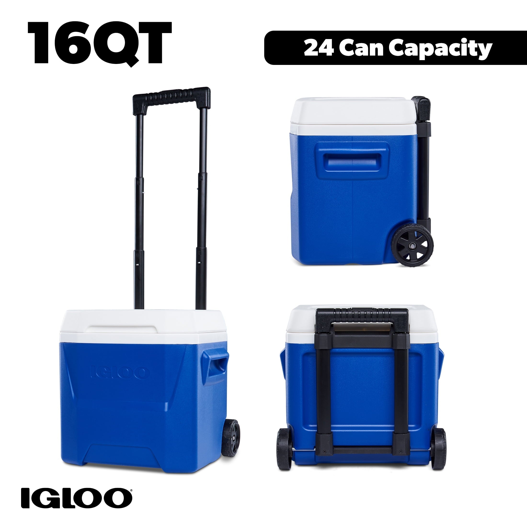 16 QT Laguna Hard Sided Ice Chest Cooler with Wheels, Aqua Blue