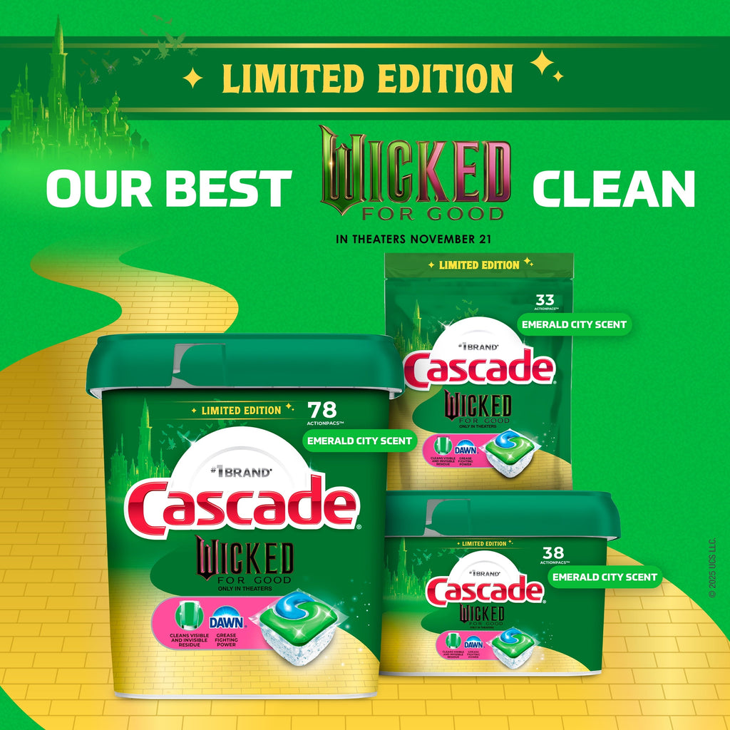 Complete "Wicked: For Good" Limited Edition Dishwasher Pods, Dish Detergent Soap, Emerald City Scent, 78 Count
