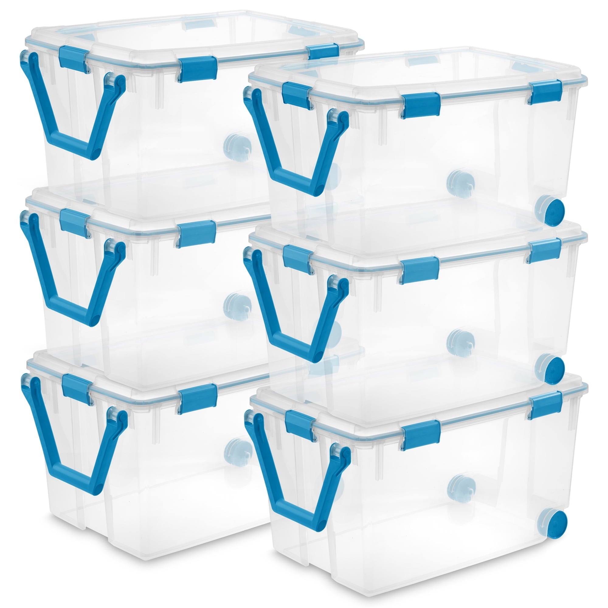 7.5 Quart Clear Plastic Storage Box with Latching Lids, (6 Pack)