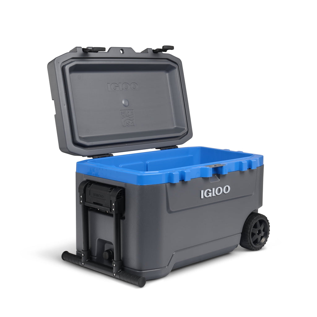 72 QT Overland Ice Chest Cooler with Wheels, Gray and Sneaky Blue