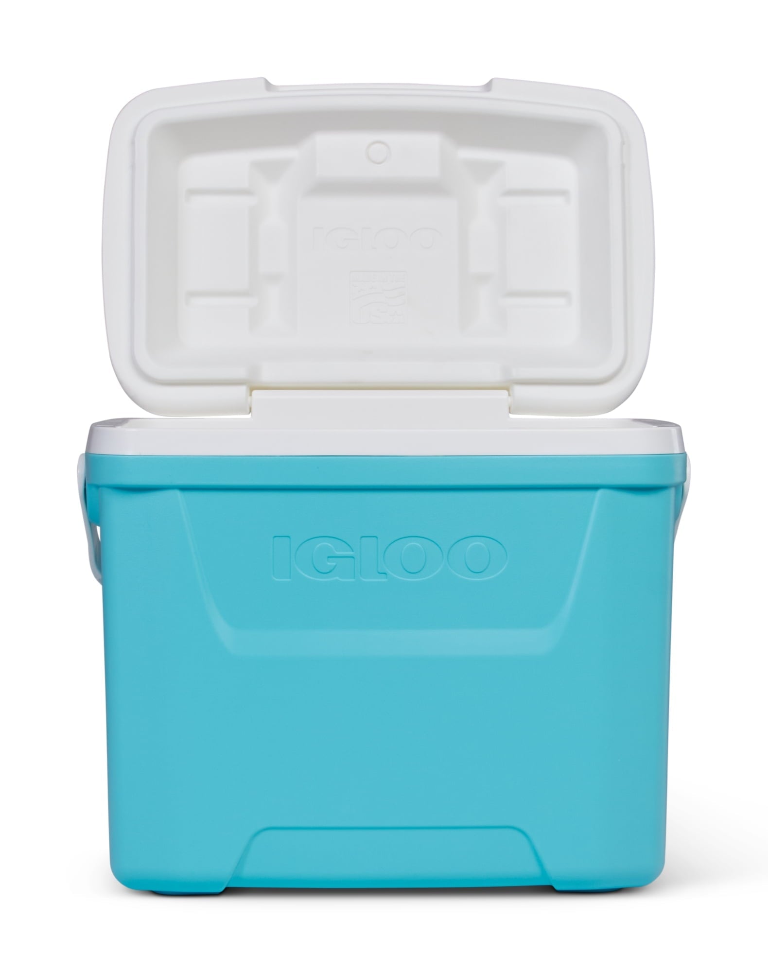 28 QT Laguna Hard-Sided Ice Chest Cooler, Aqua Blue and White
