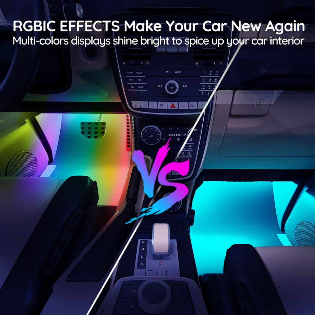 Interior Car LED Lights,RGBIC Color Changing Effect,Smart APP Control,4 Music Mode,4 Pack,0.98 Ft