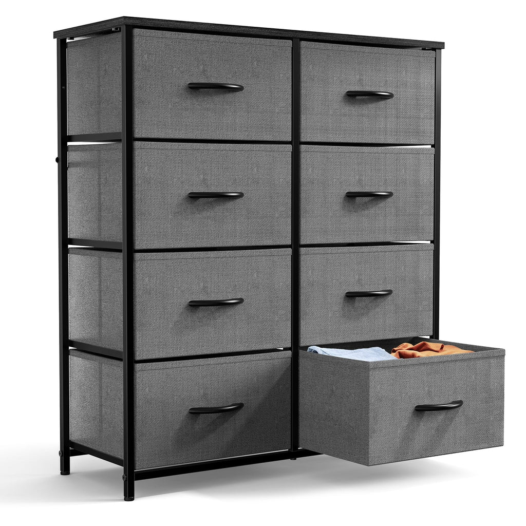 8-Drawer Fabric Dresser Storage Chest for Bedroom, Closet, Entryway, Storage Furniture for Adults, Black