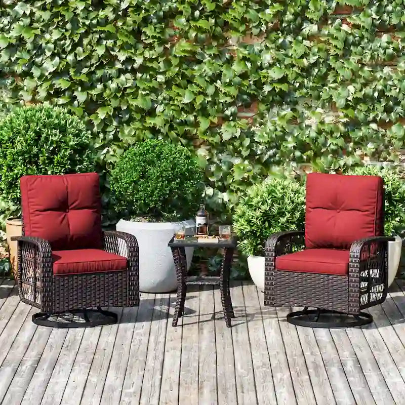 3 Pieces Outdoor Swivel Rocker Chair