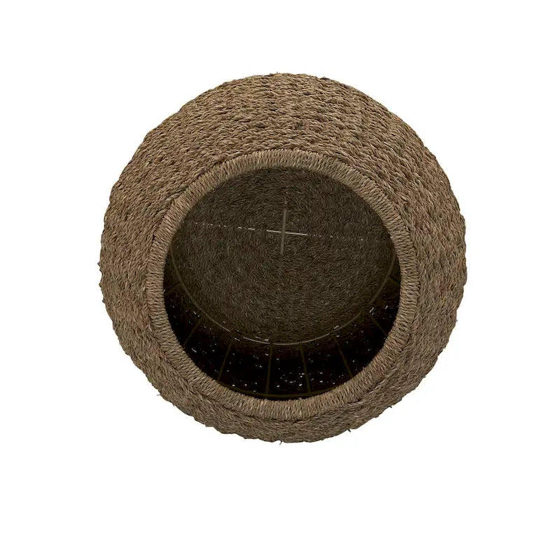Household Essentials Handwoven Barrel Wicker Storage Basket Side Table - 17.0L x 17.0W x 19.0H