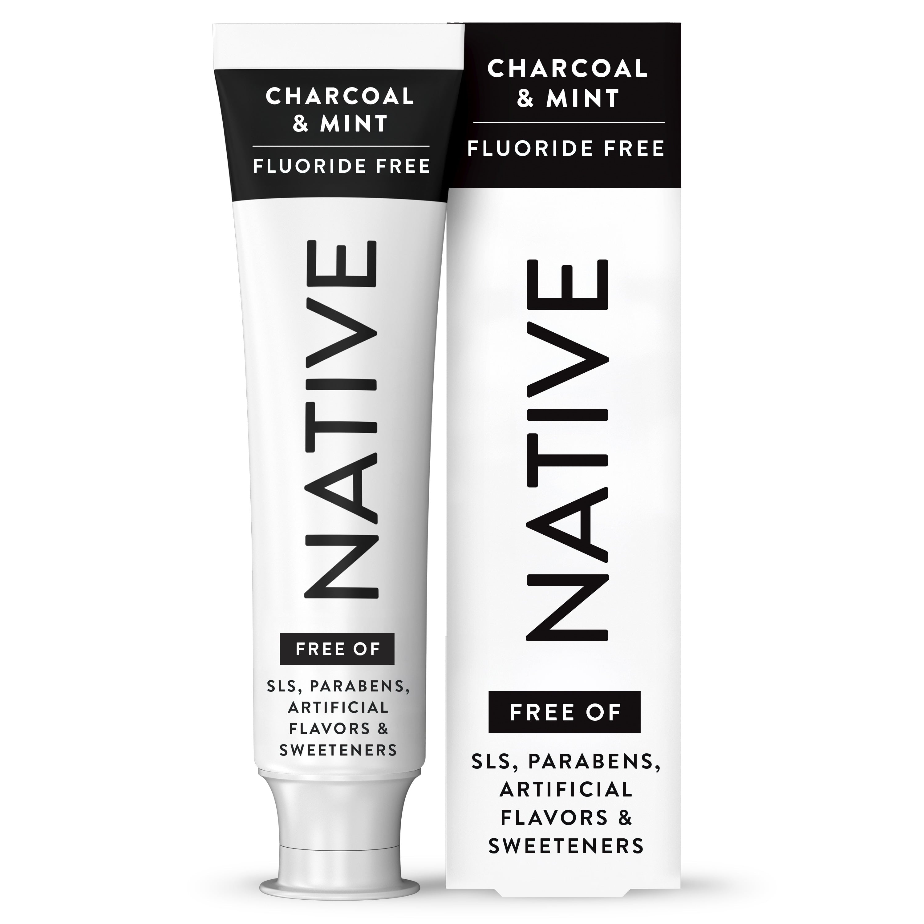 Fluoride Free Toothpaste, Charcoal & Mint Flavor, 4.1 oz, for Adults & Kids 2+