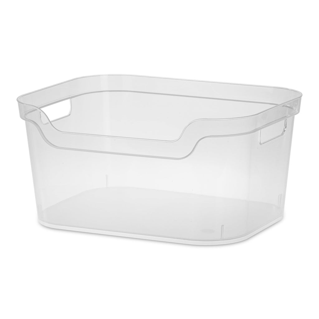Large Open Bin, Clear Plastic, Easy Access Bin with Scoop Front, Clear