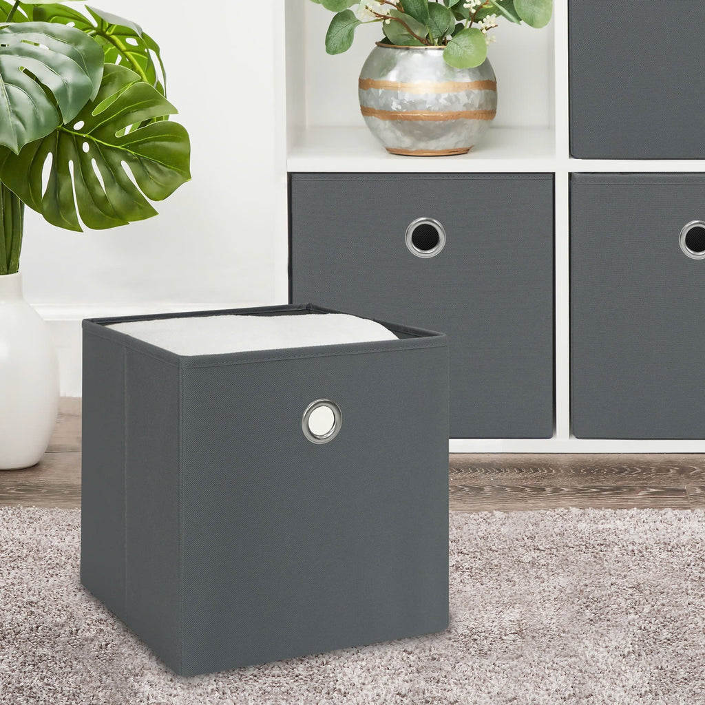 Collapsible Fabric Cube Storage Bins (10.5" x 10.5"), Blue Cove, 4 Pack