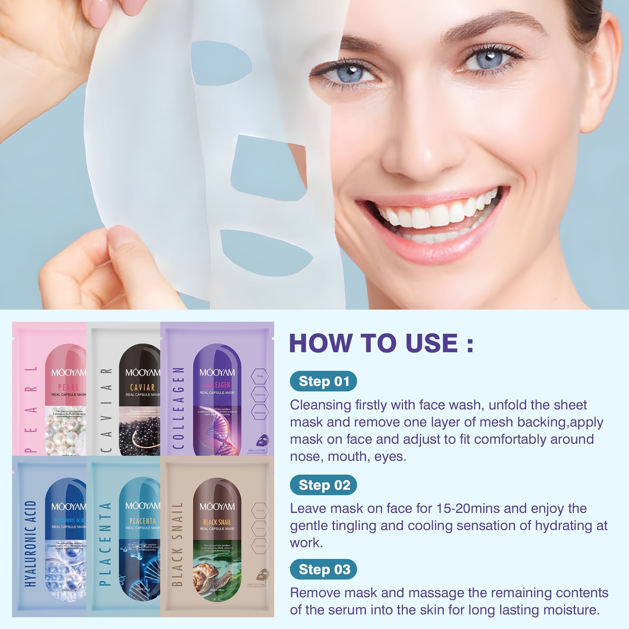 11 Pack Fruit Moisturizing Facial Mask Sheet, Rich in Fruit Essence Face Mask to Brighten and Hydrate Dull Skin