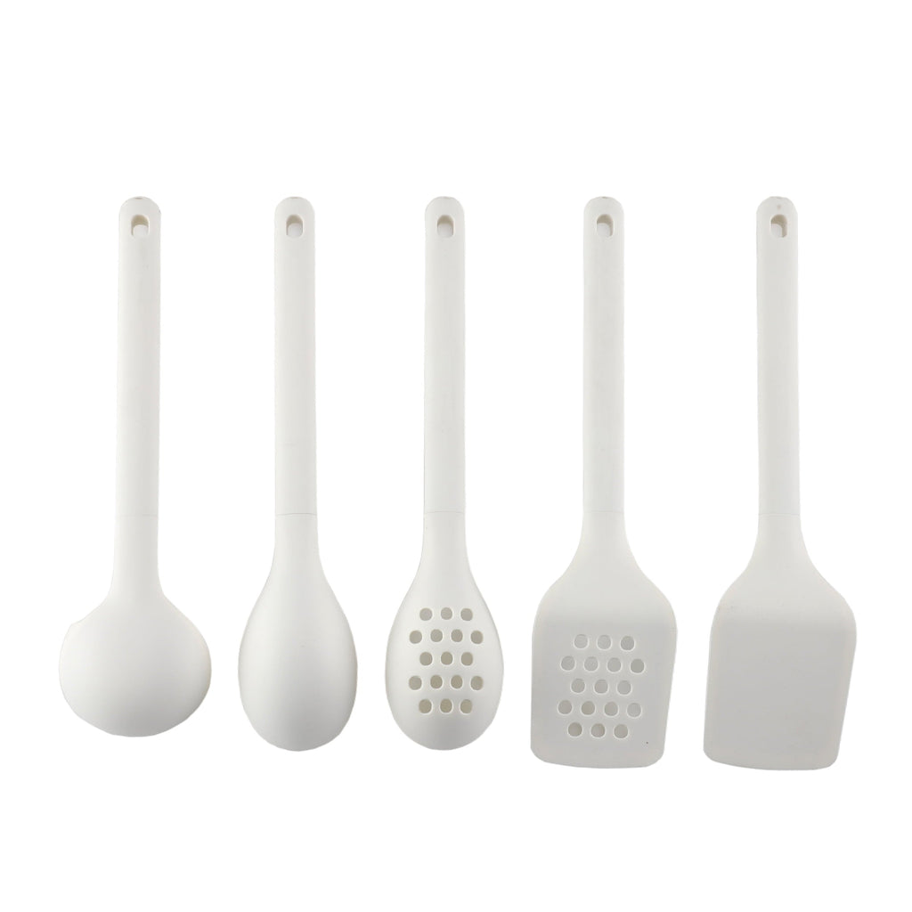 5-Piece Stainless Steel & Silicone Utensil Set – & Nonstick Safe