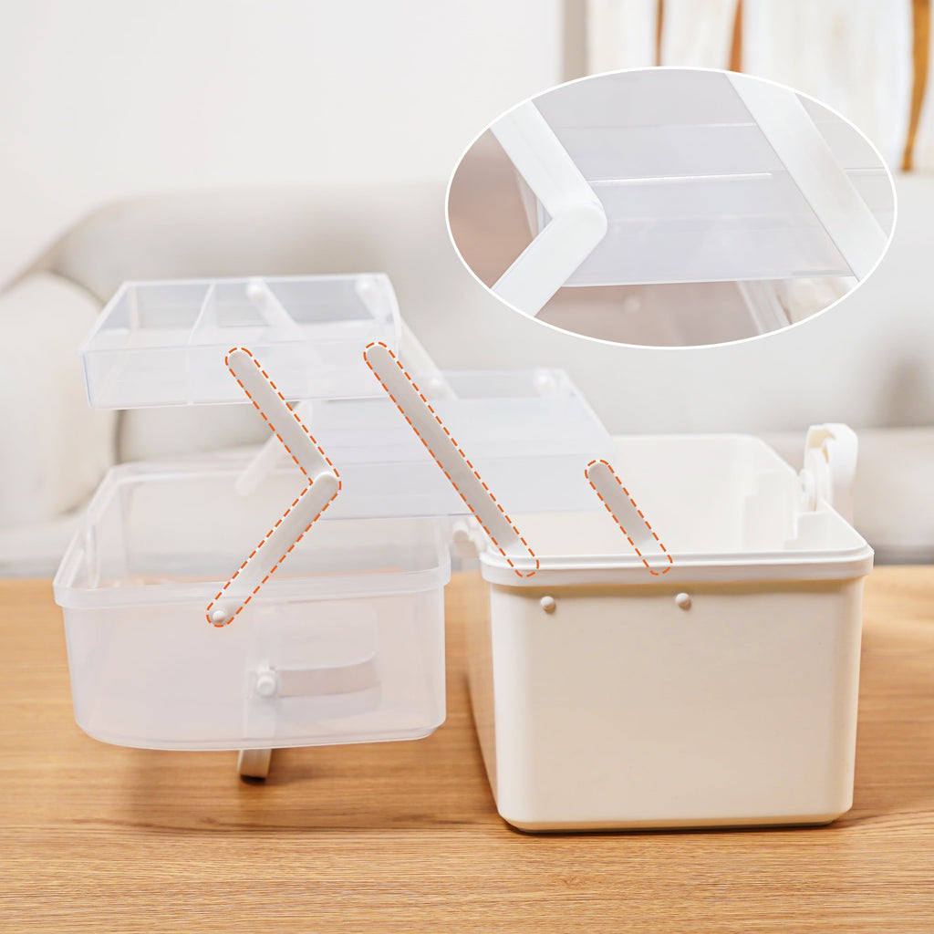 5 Layer storage bins with lid Stack & Carry Box Plastic Handled with Removable Tray for Craft Adult