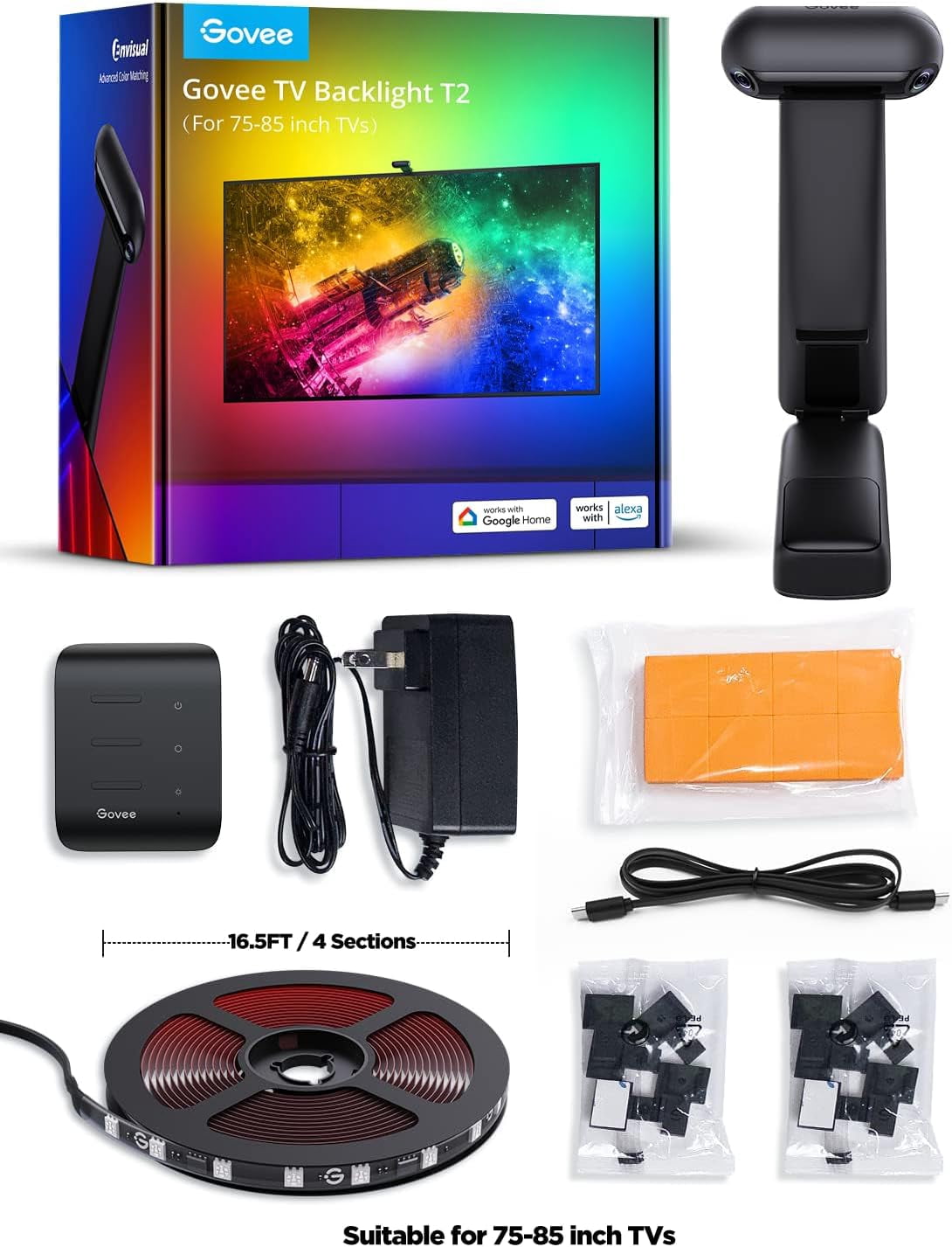 Envisual TV Backlight T2, For 75-85 inch TVs, Dual Camera with High-Fidelity Color Sensing Technology